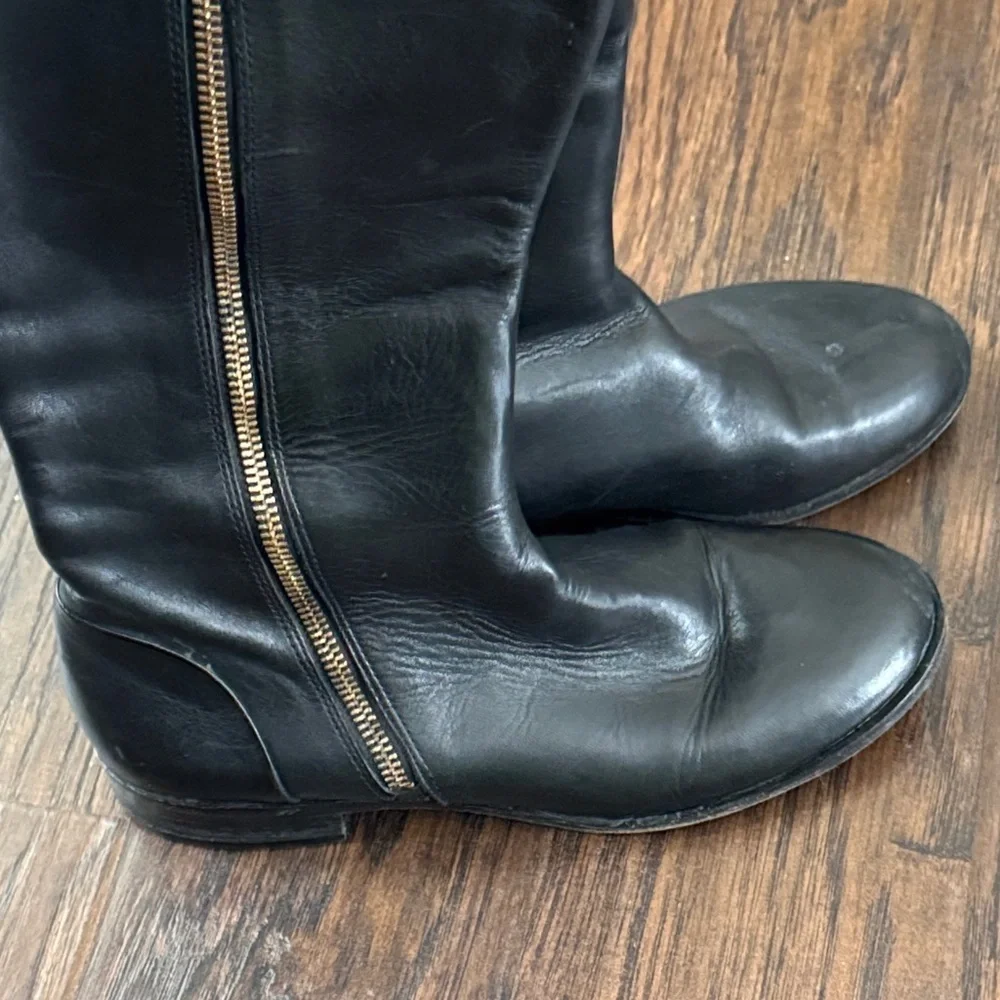 J. Crew Black Leather Knee Boots